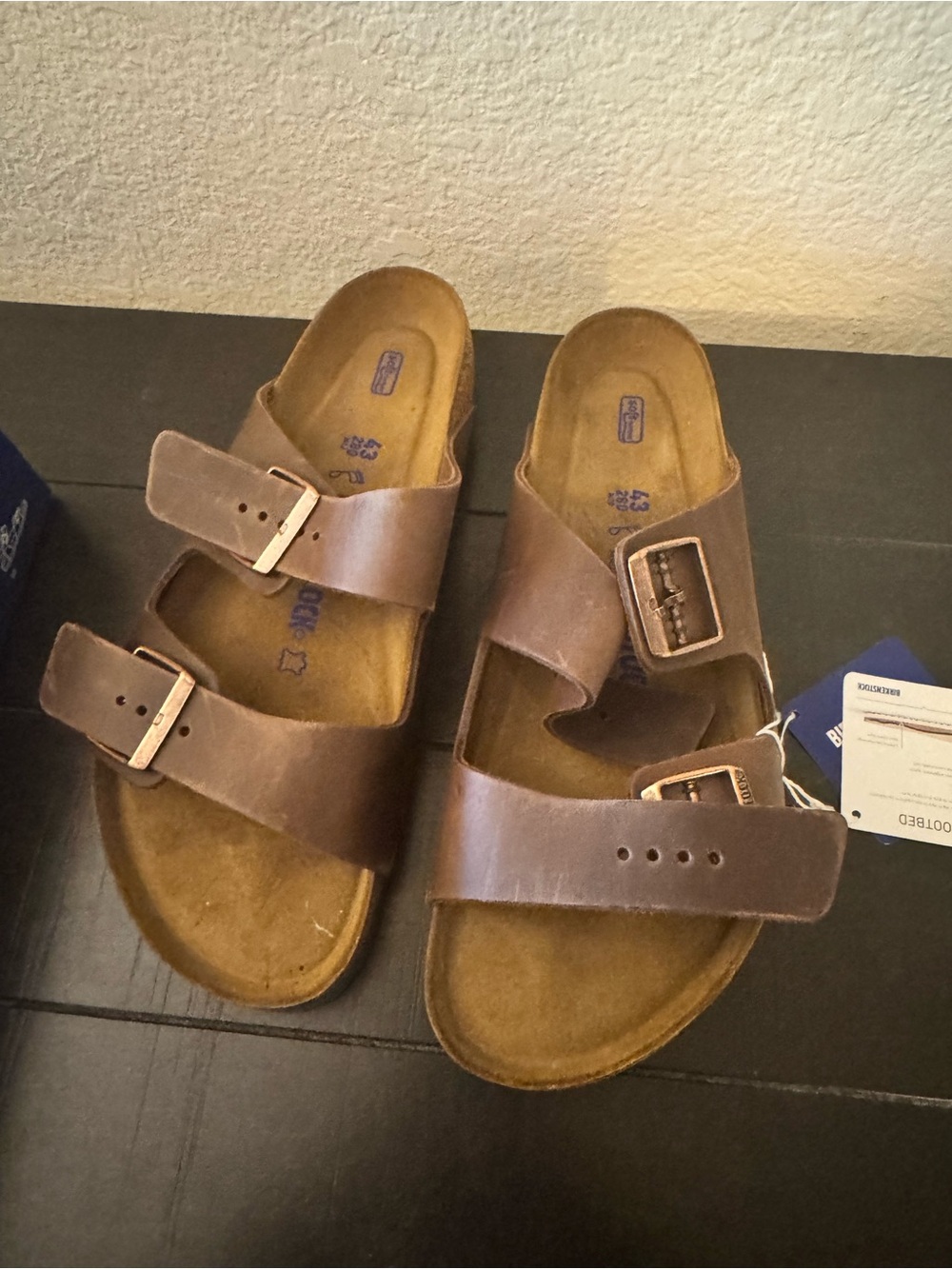 Birkenstock Blue Cardboard Shoe Box with Label - Picture 3 of 3